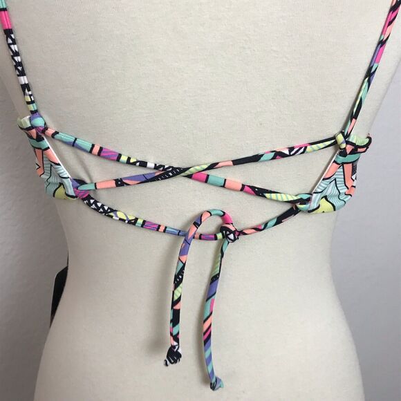 L.A. Hearts Bikini Top Lace Up Tribal Padded Swimwear - Picture 7 of 8